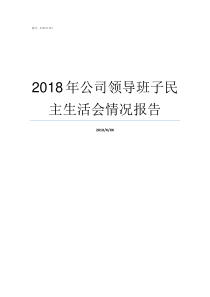 2018年公司领导班子民主生活会情况报告