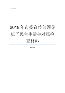 2018年市委宣传部领导班子民主生活会对照检查材料