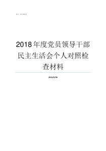 2018年度党员领导干部民主生活会个人对照检查材料党员总结2018