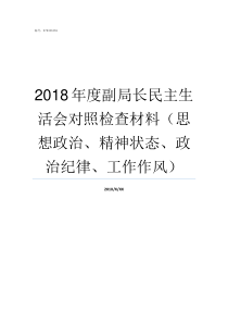 2018年度副局长民主生活会对照检查材料思想政治精神状态政治纪律工作作风统计局副局长2018个人