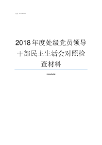 2018年度处级党员领导干部民主生活会对照检查材料