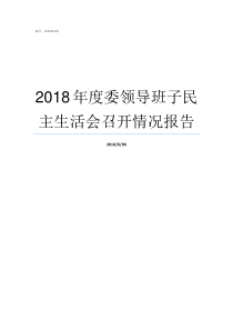 2018年度委领导班子民主生活会召开情况报告浙江省纪检委领导班子2018