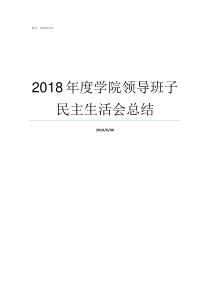 2018年度学院领导班子民主生活会总结20172018