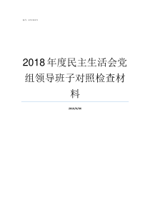 2018年度民主生活会党组领导班子对照检查材料