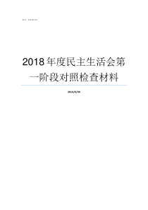 2018年度民主生活会第一阶段对照检查材料