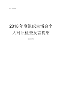 2018年度组织生活会个人对照检查发言提纲