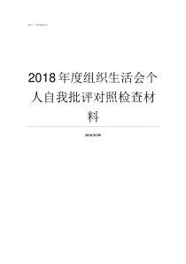 2018年度组织生活会个人自我批评对照检查材料2018年度组织生活总体评价