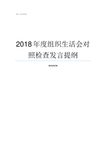 2018年度组织生活会对照检查发言提纲