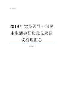 2019年党员领导干部民主生活会征集意见及建议梳理汇总党员干部思想汇报2019