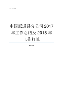 中国联通县分公司2017年工作总结及2018年工作打算