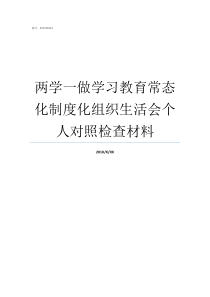 两学一做学习教育常态化制度化组织生活会个人对照检查材料