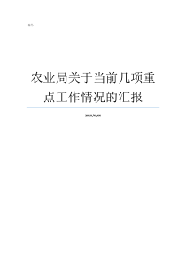 农业局关于当前几项重点工作情况的汇报