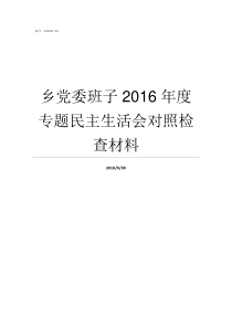 乡党委班子2016年度专题民主生活会对照检查材料