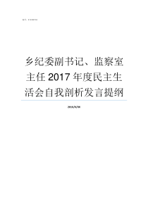 乡纪委副书记监察室主任2017年度民主生活会自我剖析发言提纲