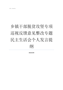 乡镇干部脱贫攻坚专项巡视反馈意见整改专题民主生活会个人发言提纲