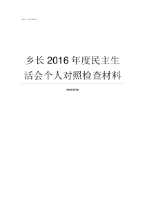 乡长2016年度民主生活会个人对照检查材料