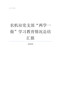 农机站党支部两学一做学习教育情况总结汇报