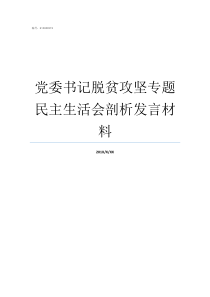 党委书记脱贫攻坚专题民主生活会剖析发言材料党委书记脱贫攻坚典型材料