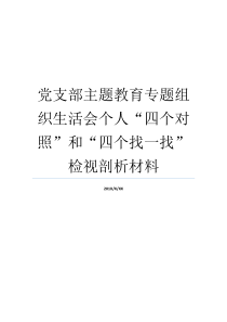 党支部主题教育专题组织生活会个人四个对照和四个找一找检视剖析材料党支部专题组织生活征求意见