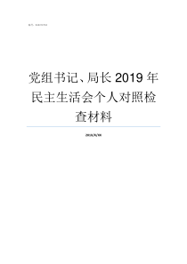 党组书记局长2019年民主生活会个人对照检查材料党组书记和局长的分工