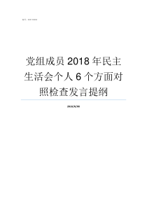 党组成员2018年民主生活会个人6个方面对照检查发言提纲