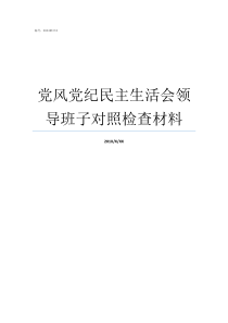 党风党纪民主生活会领导班子对照检查材料