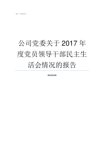 公司党委关于2017年度党员领导干部民主生活会情况的报告