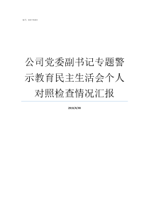 公司党委副书记专题警示教育民主生活会个人对照检查情况汇报公司党委副书记是什么级别