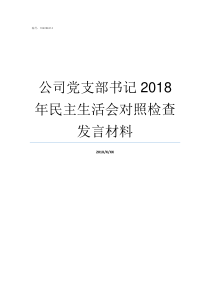 公司党支部书记2018年民主生活会对照检查发言材料公司的党支部书记有什么用