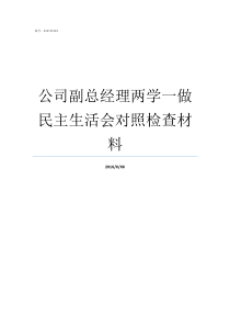 公司副总经理两学一做民主生活会对照检查材料