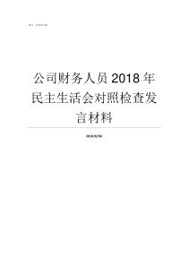 公司财务人员2018年民主生活会对照检查发言材料2018财务人员个人总结