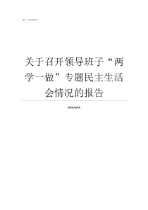 关于召开领导班子两学一做专题民主生活会情况的报告乡镇党委领导班子每年至少召开