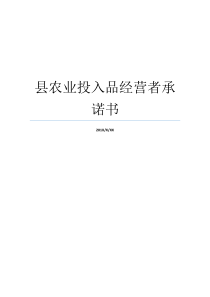 县农业投入品经营者承诺书实际经营者承诺书