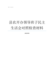 县农开办领导班子民主生活会对照检查材料