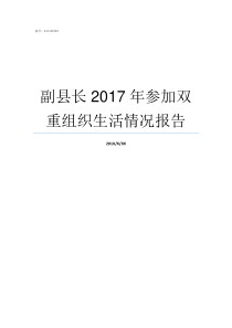 副县长2017年参加双重组织生活情况报告