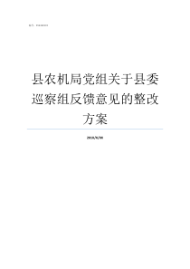 县农机局党组关于县委巡察组反馈意见的整改方案县委办有党组吗