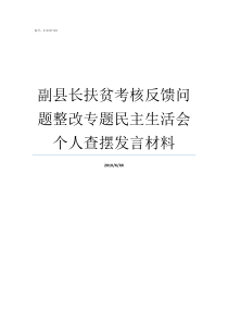 副县长扶贫考核反馈问题整改专题民主生活会个人查摆发言材料处理二个副县长扶贫