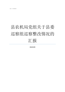 县农机局党组关于县委巡察组巡察整改情况的汇报县委办有党组吗