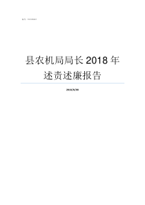 县农机局局长2018年述责述廉报告