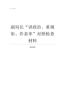 副局长讲政治重规矩作表率对照检查材料讲政治重公道