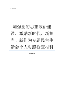 加强党的思想政治建设激励新时代新担当新作为专题民主生活会个人对照检查材料2017加强党的政治建设