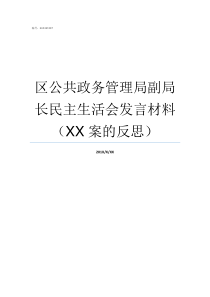 区公共政务管理局副局长民主生活会发言材料XX案的反思