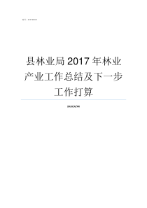 县林业局2017年林业产业工作总结及下一步工作打算林业局怎么样