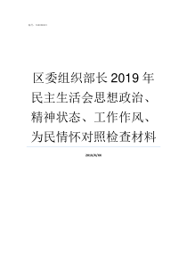 区委组织部长2019年民主生活会思想政治精神状态工作作风为民情怀对照检查材料2019梅列区委领导班子