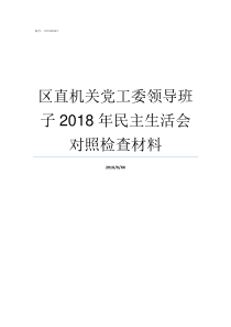 区直机关党工委领导班子2018年民主生活会对照检查材料