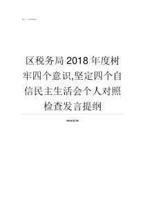 区税务局2018年度树牢四个意识坚定四个自信民主生活会个人对照检查发言提纲税务局