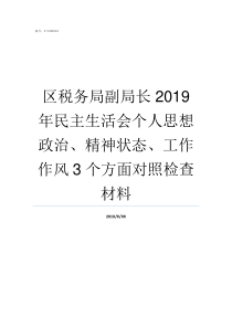 区税务局副局长2019年民主生活会个人思想政治精神状态工作作风3个方面对照检查材料