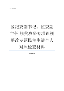 区纪委副书记监委副主任nbsp脱贫攻坚专项巡视整改专题民主生活个人对照检查材料监委委员级别