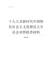 十九大及新时代中国特色社会主义思想民主生活会对照检查材料新时代中国的巨大成就