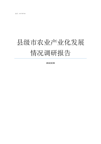 县级市农业产业化发展情况调研报告如何发展农业产业化